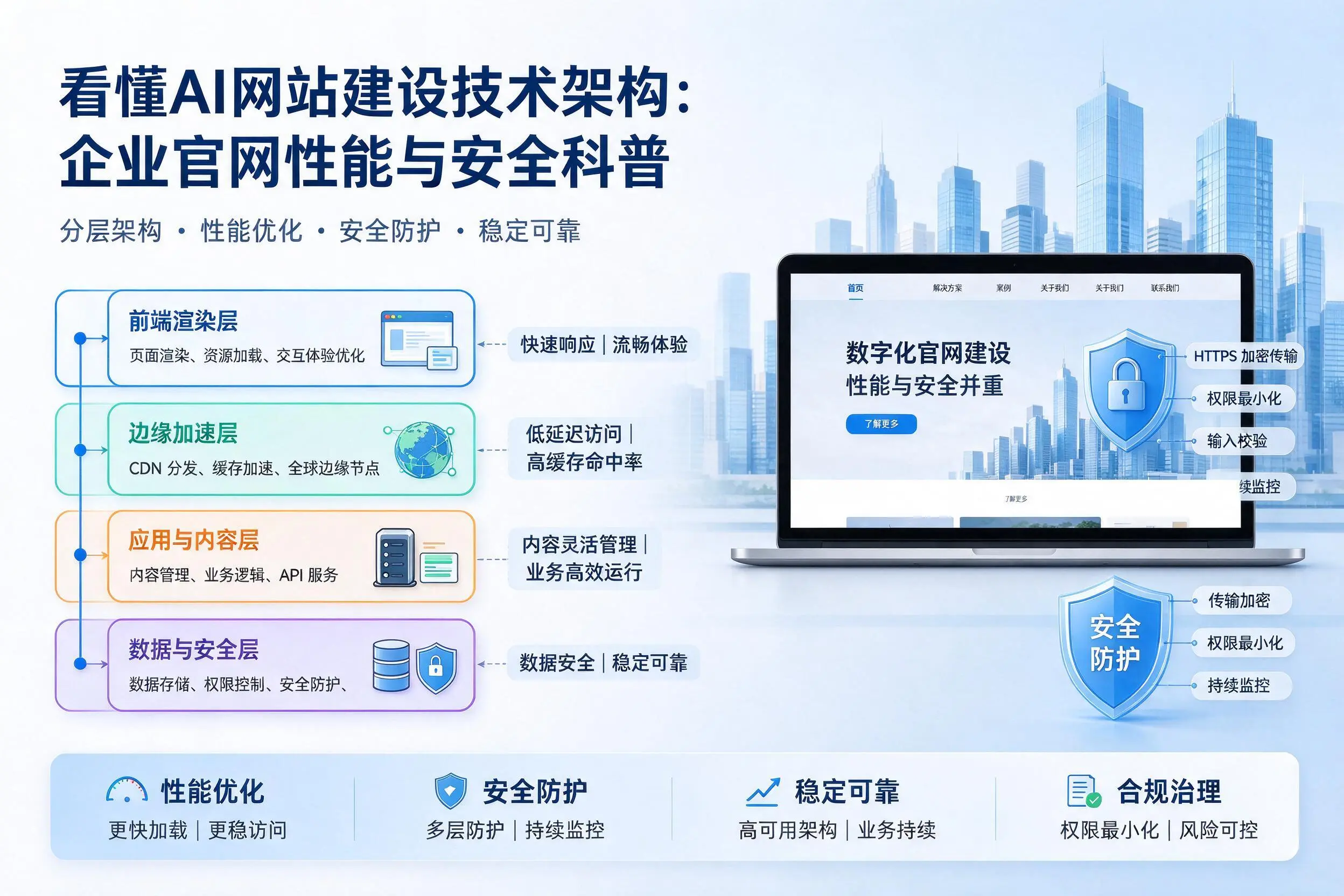 看懂AI网站建设技术架构:宜昌企业官网性能与安全科普